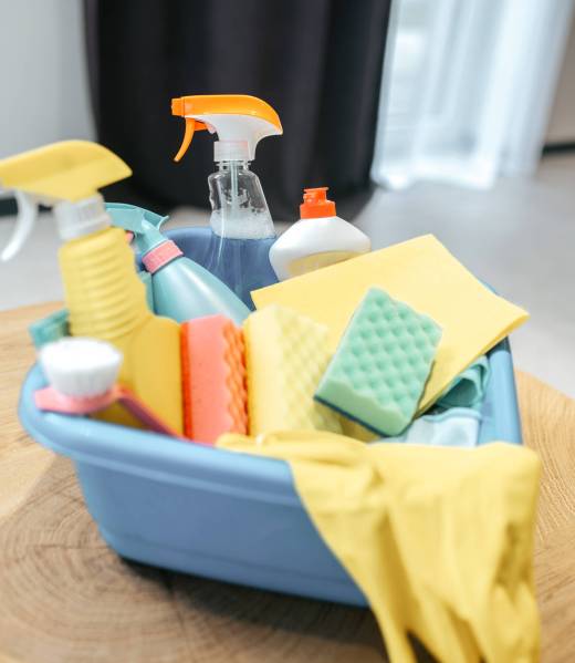 Cleaning stuff. Close up picture of cleaning stuff in a box